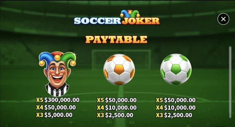 Soccer Joker - vinsttabell, första sidan